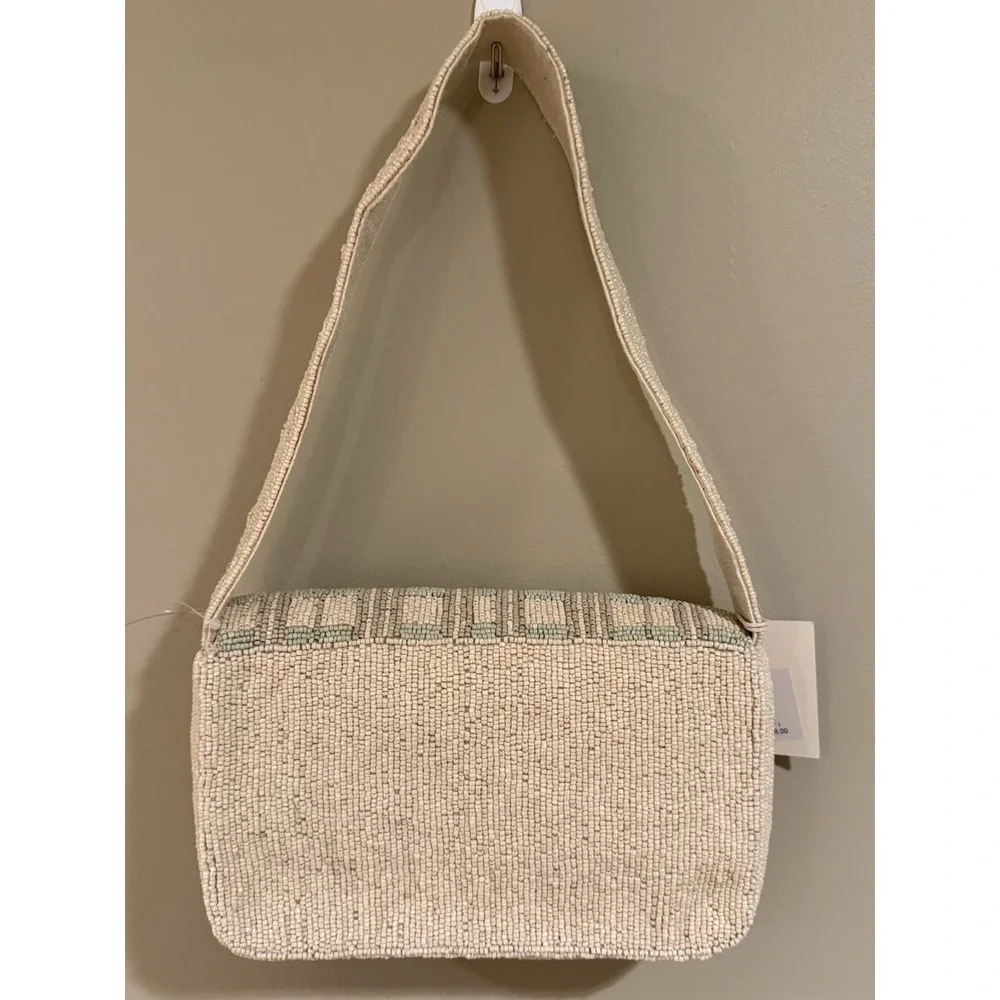 Sol and Mer Small Beaded Fall Pumpkin Vine Handbag Snap Closure Beige Multi NWT
